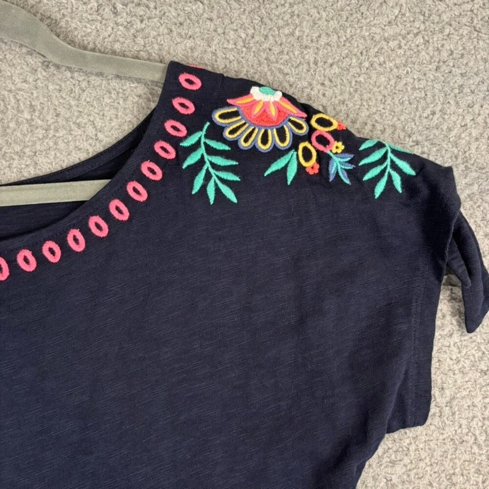 Talbot Embroidered Shift Dress Nantucket Slub Sz M Coastal Natural Cotton 2022 - Picture 5 of 11